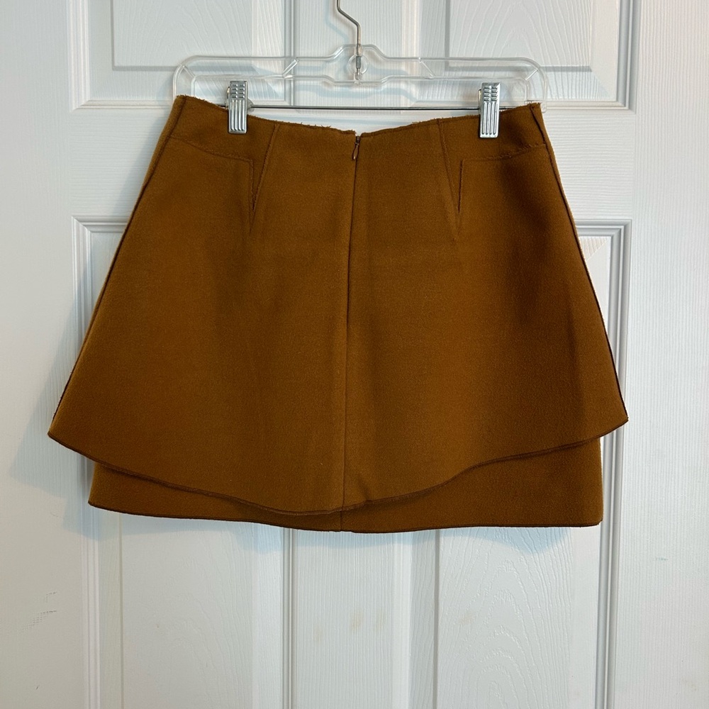 Anthro/Meadow Rue Deep Camel Layered Mini Skirt - Picture 6 of 9